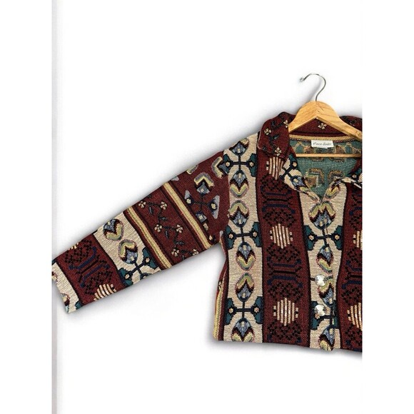 Paco Soler Crop Jacket Womens S/M Tapestry Knit Southwestern Boho 90s Vintage - Picture 12 of 16